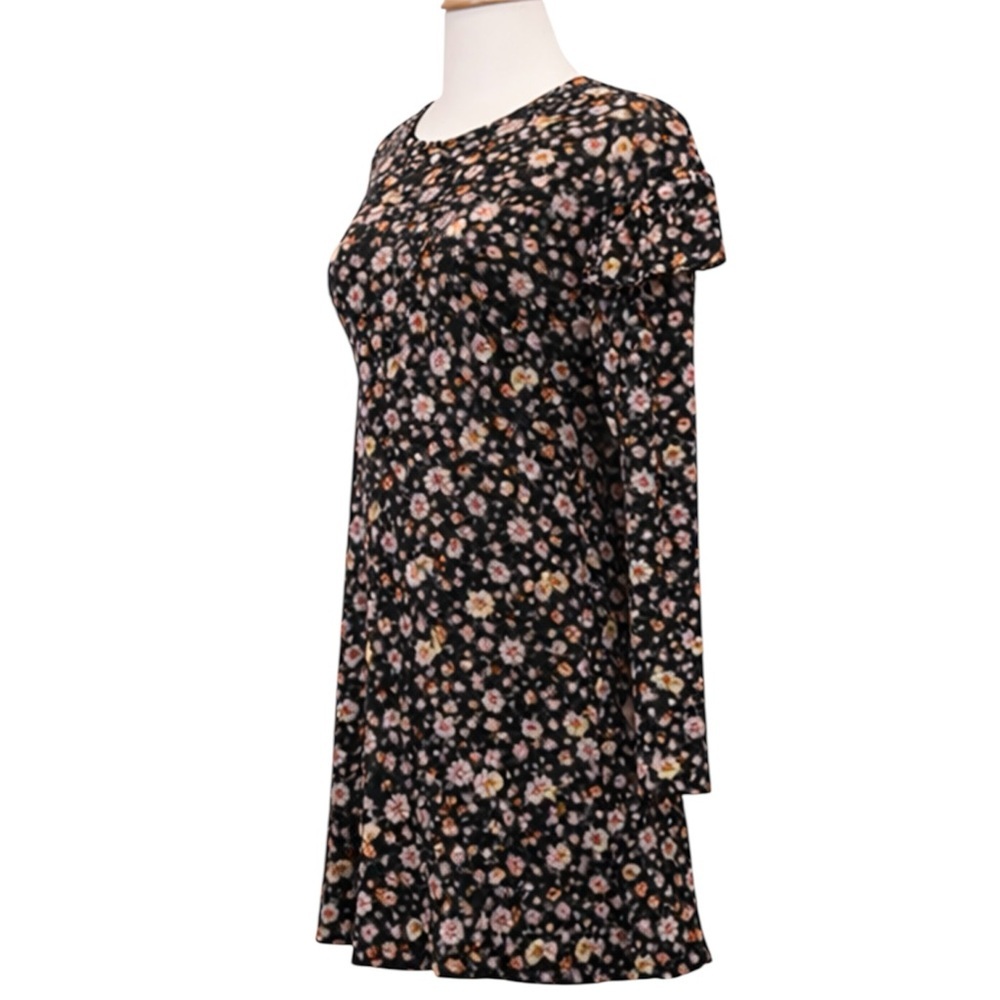 Ditsy Floral Babydoll Mini Dress Layered Long Sleeve Soft Grunge Cottagecore M - Picture 4 of 7